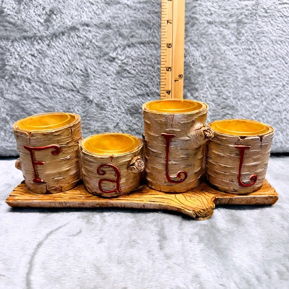 Yankee Candle Fall Birch Log Votive Holder Set Rustic Cabincore Woodland‎ Decor